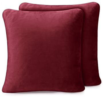 Amago - Funda de Cojín, Set de 2, Sensación de Cachemira, 50 x 50 cm - Bordeaux