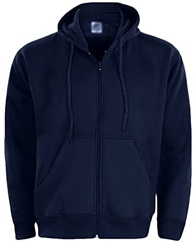 True Face Mens Hoodie Zip-Up Hooded Top Long Sleeve Jacket Navy XL