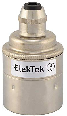 ElekTek ES E27 Cord Grip Pendant Lamp Bulb Holder With Plain Skirt Ideal for Vintage Filament Bulbs Nickel