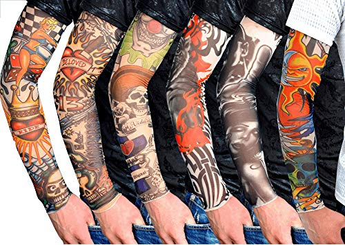 HugeStore - 6 maniche con tatuaggi finti, accessori per braccia, body art B