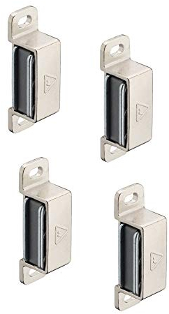 Gedotec Möbelschnapper Metall Möbel-Magnet Tür Magnet-Verschluss für Schrank-Türen uvm. | Stahl vernickelt | Schnäpper verstellbar | Haftkraft 4 kg | 4 Stück - Haltemagnet extra stark mit Gegenstück