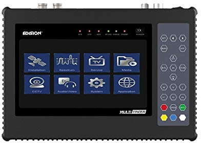 EDISION MULTI-FINDER, for testing Satellite DVB-S/S2, Terrestrial DVB-T/T2, Cable DVB-C signals and CCTV Testing. H265 HEVC, 7-intch LCD color Display, IR remote control., Black
