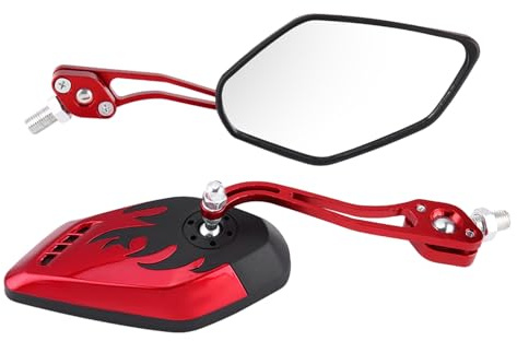 Fydun Espejo Retrovisor Motocicleta, 2 Piezas 8 mm 10 mm Universal de Aluminio Espejo de del manillar Espejos Retrovisores Laterales(rojo)