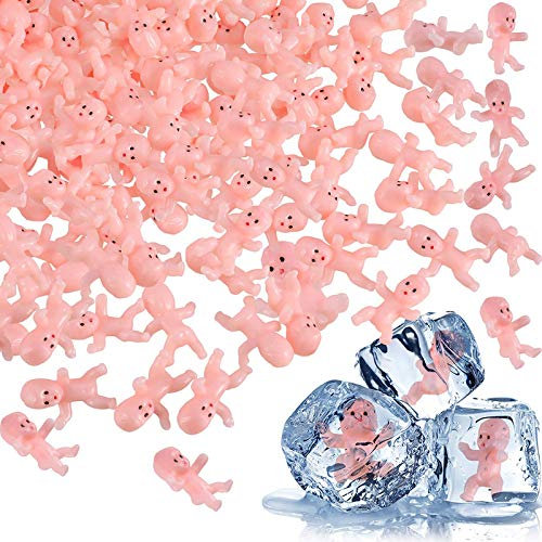 DesignerBox 200 Pieces Mini Plastic Babies, 1 Inch Baby Doll for Baby Shower Party Favors Ice Cube Game Party Decoretions Baby Bathing and DIY Crafting (Pink)