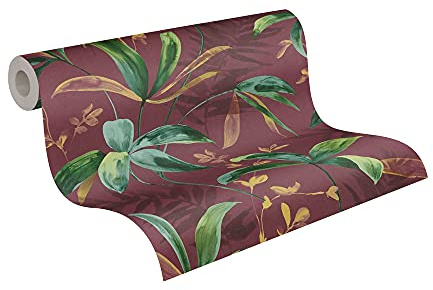 A.S. Création Papier Peints Jungle Jungle Chic intissé - 10,05m x 0,53m - Rouge Vert Jaune Fabriqué en Allemagne 377043 37704-3