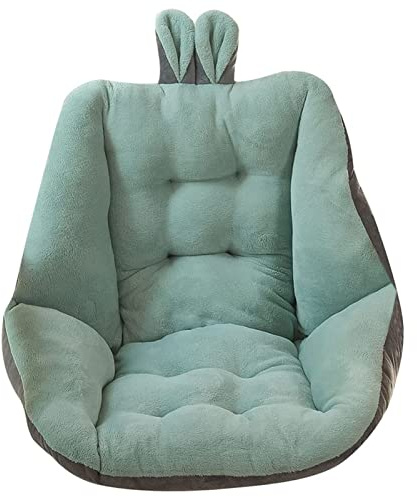 LIYGHFRTIO Cojín Silla Oficina sem Sicerrado Asientos Espesos Cojines Peludo Conejo Orejas Almohada de Soporte Lumbar para Aliviar el Dolor de Espalda 45X45CM(Color:Verde)