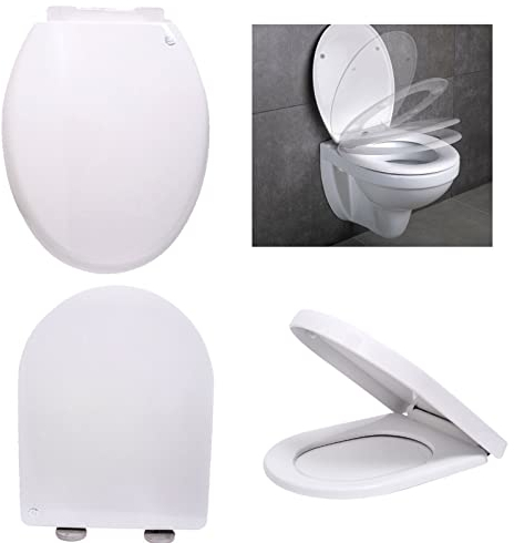 Toilettendeckel antibakteriell, Klodeckel mit Absenkautomatik, Quick-Release Funktion für einfach Reinigung, O Form Weiß Toilettensitz Klobrille aus Duroplast, abnehmbar oval WC Sitz