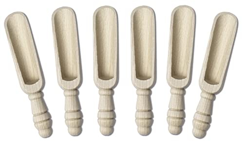 Mini pelles à épices KO&CO en hêtre, fabriquées à la main, chaque pièce est unique en bois dans l'UE, pour le sucre, le sel, le poivre, les épices, les cuillères en bois, les saupoudres doseuses (6)