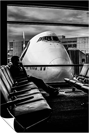Panther Print Fine Art Prints Kunstdrucke, schwarz-weißer Mann, der auf sein Flugzeug wartet, künstlerisches, ungerahmtes Poster, Bilder für Zuhause, Wände, Schlafzimmer, Wohnzimmer und Badezimmer, 91