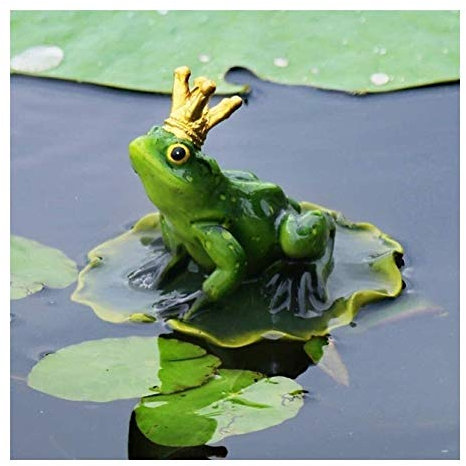 Garten Outdoor Statue Garten Ornamente Outdoor Schwimmender Teichdekor Lustige Frosch Prinz Statue Outdoor Simulation Charmante wetterfeste Dekoration (Farbe: A)