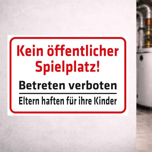 INDIGOS UG - Schild Kein öffentlicher Spielplatz - 300x200 mm - Hinweisschild Warnschild Sicherheitsschild - Aluverbundplatte 3 mm - für Innen und Außen
