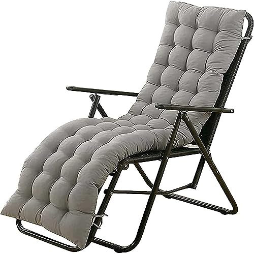 RUYICZB Liegenauflage, Auflage Gartenliege Auflagen Für Deckchair, Bequeme Polsterauflage Für Sonnenliege, Liegestuhl Kissen Terrassenstühle Mit Hoher Rückenlehne Mit Krawatten,Grau,180x48cm
