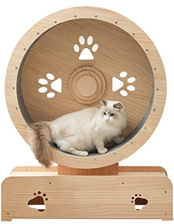 Katzenlaufrad Riesenrad für Katzen im Innenbereich, Katzenlaufband mit austauschbarem Kratzbaum, drehende Räder am Katzenturm, dreht Sich leise und reibungslos