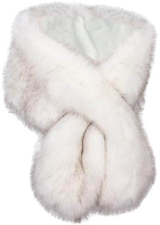ISAKEN Damen Kunstfell Schals Braut Hochzeit Kunstpelz Schal Wrap Schwarz Braut Pelz Schal Stola Fur Wraps Tücher Winter Flauschige Schals Halswärmer Kragen