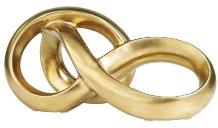 Deco 79 Ceramic Abstract Decorative Sculpture Infinity Loop Home Decor Statue, Accent Figurine 11 x 5 x 5, Gold