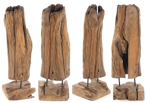 CREEDWOOD TREIBHOLZ SKULPTUR | 80cm, Teakholz | Wurzel Deko Figur, Wurzelholz Statue, Teak Holz Unikat Aufsteller, Holz Skulptur naturgewachsen