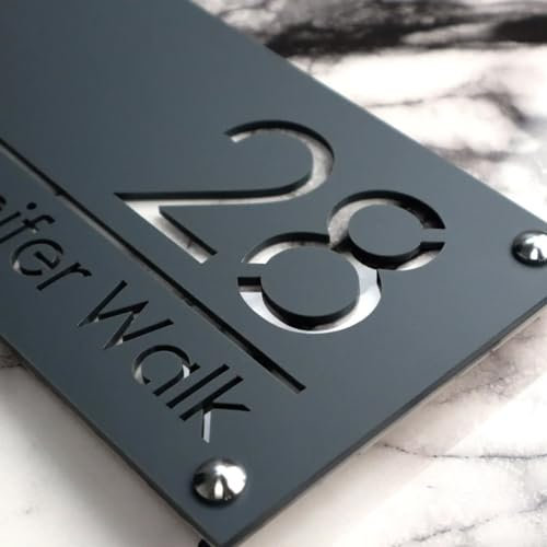 mxn Placa de número de casa personalizada con corte láser, moderno, acrílico 3D, negro