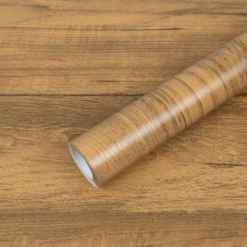 Hode Klebefolie Möbel Holzoptik Möbelfolie Selbstklebend Folie für Möbel | 40x600cm Holzfolie Selbstklebende Folie Holz Eiche Arbeitsplatte Küche Fensterbank Schrankfolien Tischfolie