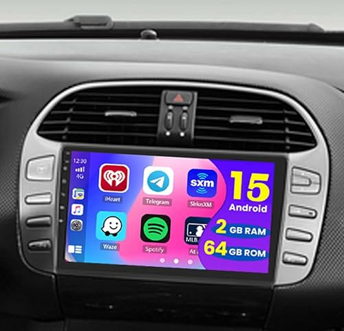 Hikity 2+64G 9 Radio Android para FIAT Bravo 2007-2013 Wireless CarPlay | Pantalla Táctil GPS Navi Bluetooth WiFi FM/RDS Cámara Trasera EQ Control del Volante USB 2+64G DAB/DAB+