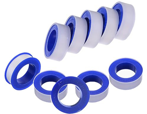 10 Rollen Weißes Rohrband, Wasserdichtes Klempnerband Dichtungsband für Rohre, Duschköpfe, Waschbecken, Abflusslecks, Verstopfungen, 10mx12mm