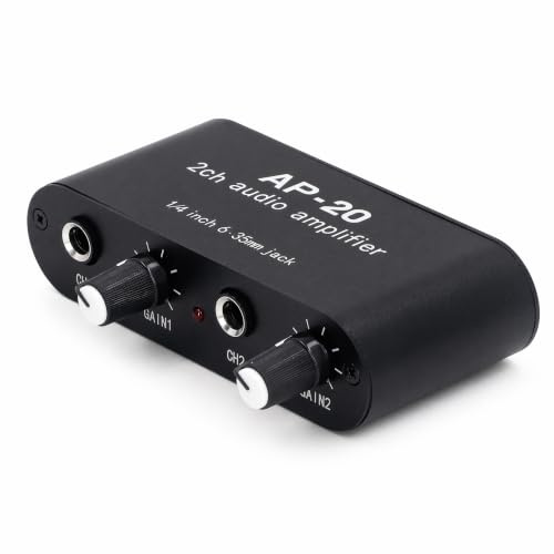 Preamplificatore, Amplificatore 0-20 DB 2 Canali 1/4 Pollici 6,5 Mm CC 5-12 V per Microfoni