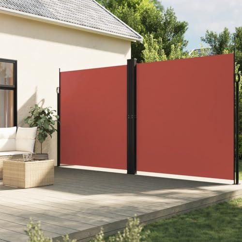 Sufrk Seitenmarkise Ausziehbar Balkon Sonnenschutz Balkon Markise Sichtschutz Garten Terrakottarot 200x600 cm - 4004663