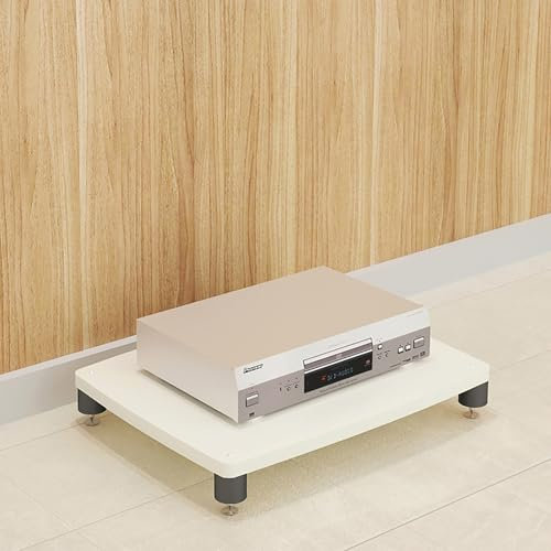 Audio-Rack Gaming-Regal Medienständer Vintage Plattenspieler-Ständer Multifunktionales Ablageregal Beistelltisch Plattenspieler Schallplattenständer für Wohnzimmer Schlafzimmer Büro.(Wit,60x40x8cm)