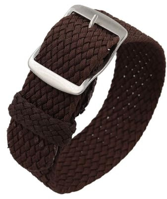 Klockarmband 18 20 22mm För Perlon Nylon Ersättning Vintage Armbandsur Band Bältesrem med Svart & Silver Borstad Spänne Man Klocka, brun, S, 20 mm
