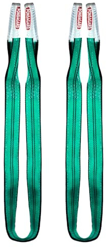 PONSA - Hebeband - Hochwertiger Hebegurt aus Polyester mit Patentiertes System PONSAGARD, mit Abrieb - und Schnittschutz - Sicher Rundschlinge - EN 1492-1 (2000 kg / 2 Tonne / 2 Meter (Pack 2 STK.))