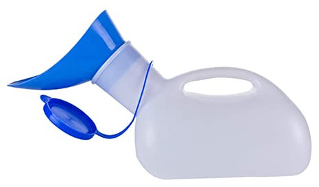 Unisex-Töpfchen-Urinal, 1000 ml, fürs Auto, für Männer und Frauen, tragbare PIPI-Flasche mit Deckel und Trichter, auslaufsicher, für Auto, Reisen, Camping, Outdoor (weiß)