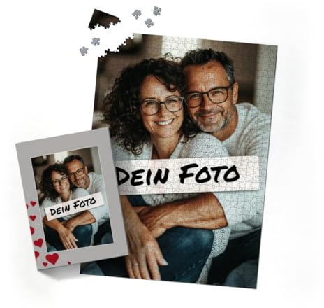 Fotopuzzle mit eigenem Bild - Fotopuzzle selbst gestalten 1000 Teile Hochformat - Schachtel Herzen - 1000 Teile Puzzle mit Foto - Geschenk Geburtstag Valentinstag Herzen 1000 Teile Hoch