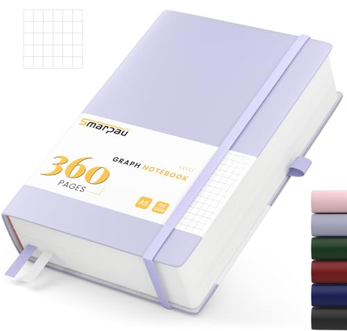 Notizbuch A5 Kariert Journal-Hardcover Leder Journal mit 360 Seiten Papier | 100gsm Tintenfestes dickes Papier, College Ruled Journal Notebook für Frauen Männer Schreiben Schule Büro, 14.5 x 21cm- Lila