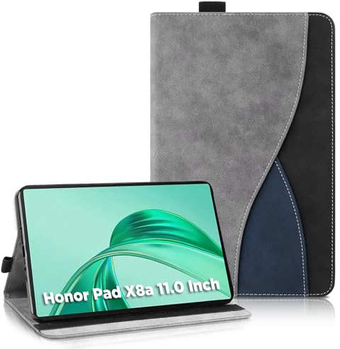 AsWant Hülle für Honor Pad X8a 11 Zoll Tablet - Ultradünne Business Tricolor Tablette mit Portemonnaie und Standfunktion Schutzhülle Kompatibel mit Honor Pad X8a Hülle (Gray)