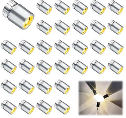 CYIOU 40 Stück LED Mini Licht Puppenhaus Licht Kleine Lichter mit Batterie | Zylindrisches Mini Lampe lichter led spot für Hochzeiten Restaurants Geburtstag Party Bar Beleuchtung Basteln(Warmgelb Licht)