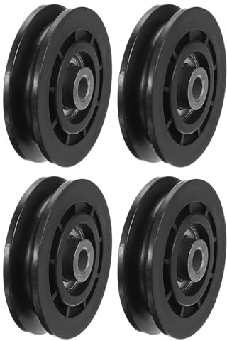 PATIKIL Universal Bearing Pulley Wheel, 75mm/3, 4 Pcs Nylon, Stainless Steel, Black, Suitable for Gym Equipment, Cable Machines, Garage Door Pulley Systems