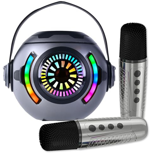 Kids Mini Karaoke Machine with 2 Wireless Microphones, Bluetooth