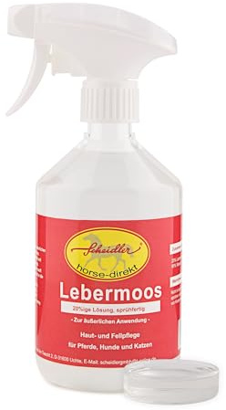 Scheidler horse-direkt Lebermoos Extrakt 20% ig, 500ml sprühfertig, Haut- u. Fellpflege bei Pferden, Hunden und dem Zubehör, Lebermoosextrakt Made in Germany