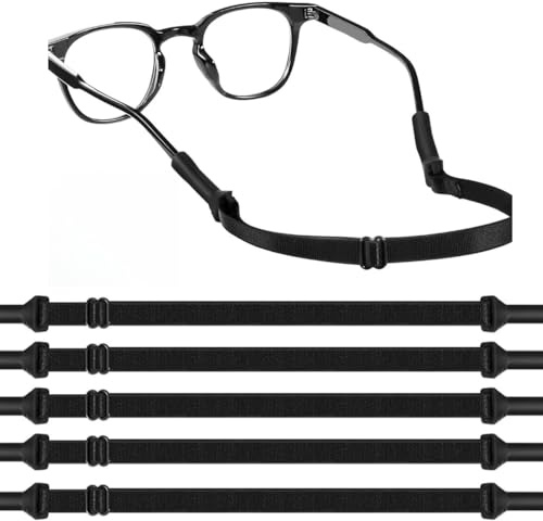 Hawfund Sangles de Lunettes de Sport Ajustables,5PCS Cordons Antidérapants pour Lunettes, Maintien Élastique et Confortable pour Hommes, Femmes et Enfants