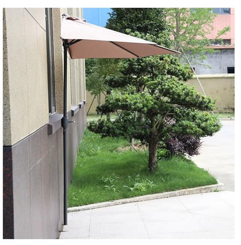 NOIRDA Parasol De Terrasse Demi-Rond, Parasol De Balcon avec Manivelle, pour Balcon, Porche, Terrasse, Jardin(White)