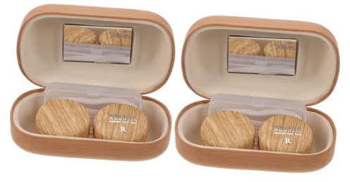 Homoyoyo Lens Box Portable Case Leather Wood Pattern Organizer for Daily Storage