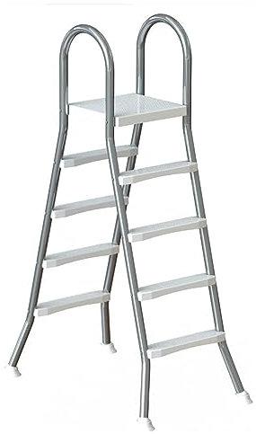 Pool Escalera Escalera de Piscina elevada de 132 cm de Altura, de plástico, Antideslizante, con Pedal de Repuesto para Piscinas, spas y Aguas Termales, Carga máxima de 227 kg, 4 escalones.