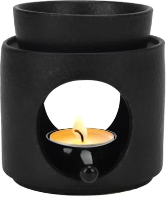 Duftlampe, Teelichtwärmer, Teelichthalter, Keramik, Duftdiffusor, schwarz | Teelichtwärmer, Duftöldiffusor, Teelichthalter