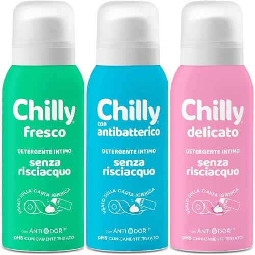 Chilly Set Detergente Intimo Senza Risciacquo, Mix Fresco, Antibatterico e Delicato, pH5