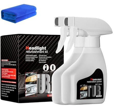 Whimsyard Headlight Restorer Kit - 2025 Upgrade for Yellowing & Scratches, Ceramic Coating Polish Cleaner, Universal Fit All Cars (2pcs)