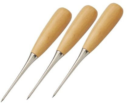 GALPADA 3pezzi Punteruolo per Pelle Manico in Legno Strumenti da Cucito Articoli per Fai da Te Forniture per Cucire Punteruolo da Cucito Leggero e Portatile