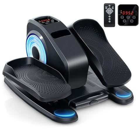 GYMAX Mini Ellipsentrainer, elektrischer Pedaltrainer mit Bildschirm & Fernbedienung, tragbarer sitzender Beintrainer, Trainingsgerät, Bewegungstrainer für Senioren & Erwachsene
