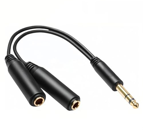 Klinke 6,3 doppelstecker Audio Splitter Kabel 20cm Länge, 6,3mm to 6,3 Stereo Splitter TRS Y-Adapter aus Kupfer mit Abschirmung, für Musiker, Kopfhörer-Nutzer, Studio, Gitarre, Verstärker Heim-Audio