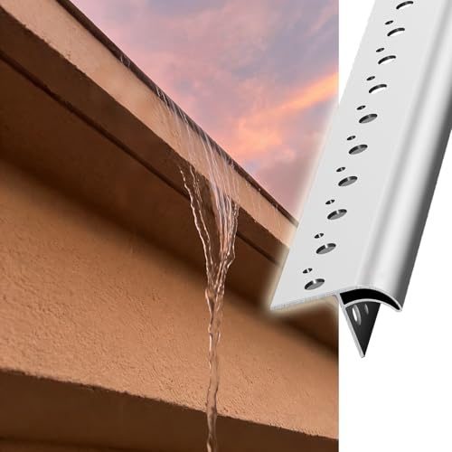 Soglia di Dislivello Pavimento Grondaia Esterna, Canale di Scolo Curvo per Acqua Piovana, Gocciolatoio a Becco D'aquila Tagliabile, Pareti Esterne, Gocciolatoio(W19mm(3/4),L140cm(55 1/8))