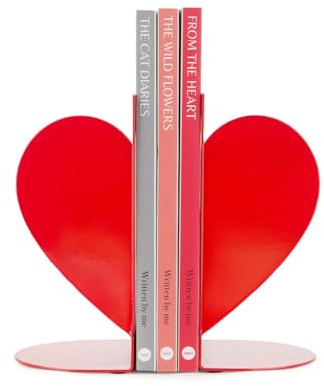 Balvi Buchstütze Love Rot Farbe Doppelte Bücherstütze in Herzform Metall