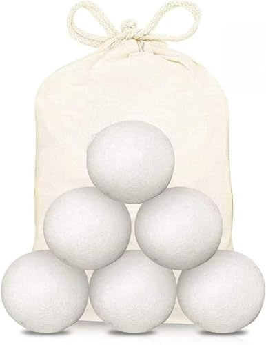 Wool Dryer Balls 6 Pack, Reusable Natural Fabric Softener for Tumble Dryer, Reduce Wrinkles Static & Drying Time, Eco Friendly Laundry Balls Alternative to Liquid Softener & Plastic Dryer Balls